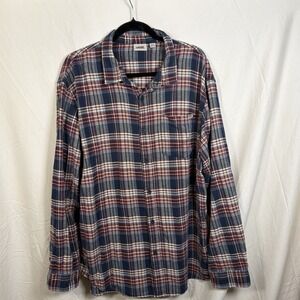 Vans Plaid Flannel Button Up Shirt Mens XXL Blue Red